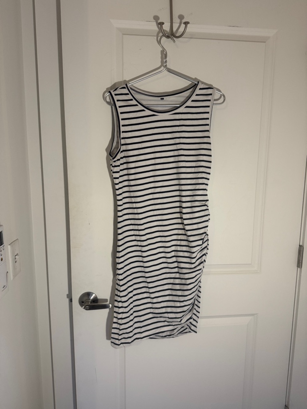 Striped Sleeveless Midi Dress in Black & White